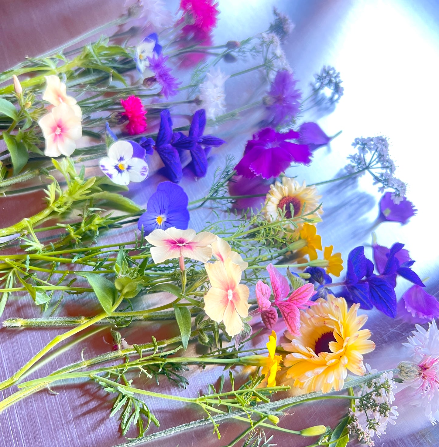 Edible flower mix suitable for pressing